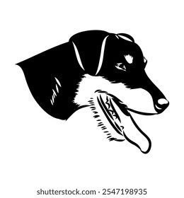 German Jagdterrier dog, vector sketch . Hand drawn ink realistic sketching isolated on white.