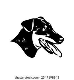 German Jagdterrier dog, vector sketch . Hand drawn ink realistic sketching isolated on white.