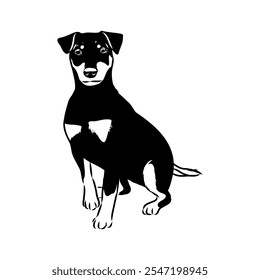 German Jagdterrier dog, vector sketch . Hand drawn ink realistic sketching isolated on white.