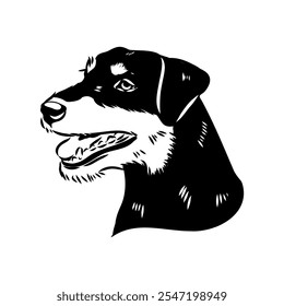 German Jagdterrier dog, vector sketch . Hand drawn ink realistic sketching isolated on white.