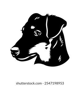 German Jagdterrier dog, vector sketch . Hand drawn ink realistic sketching isolated on white.