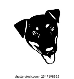 German Jagdterrier dog, vector sketch . Hand drawn ink realistic sketching isolated on white.