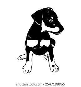 German Jagdterrier dog, vector sketch . Hand drawn ink realistic sketching isolated on white.