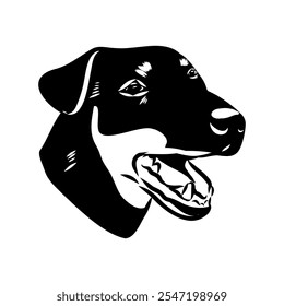 German Jagdterrier dog, vector sketch . Hand drawn ink realistic sketching isolated on white.