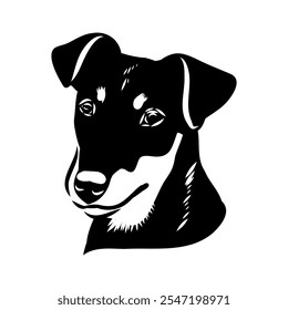 German Jagdterrier dog, vector sketch . Hand drawn ink realistic sketching isolated on white.