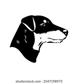 German Jagdterrier dog, vector sketch . Hand drawn ink realistic sketching isolated on white.