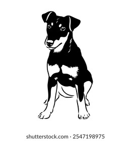 German Jagdterrier dog, vector sketch . Hand drawn ink realistic sketching isolated on white.