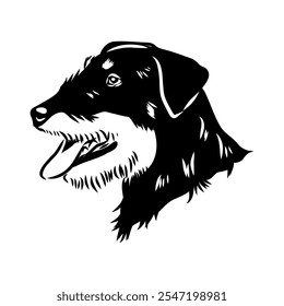 German Jagdterrier dog, vector sketch . Hand drawn ink realistic sketching isolated on white.