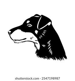 German Jagdterrier dog, vector sketch . Hand drawn ink realistic sketching isolated on white.