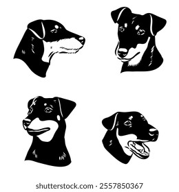 German Jagdterrier dog, vector sketch . Hand drawn ink realistic sketching isolated on white.