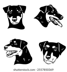 German Jagdterrier dog, vector sketch . Hand drawn ink realistic sketching isolated on white.