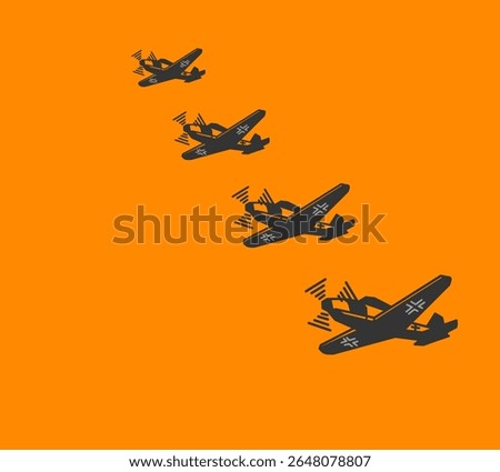 German jet fighter in formation to attack with copy space perfect for poster, WW2 theme, wall art  and other 