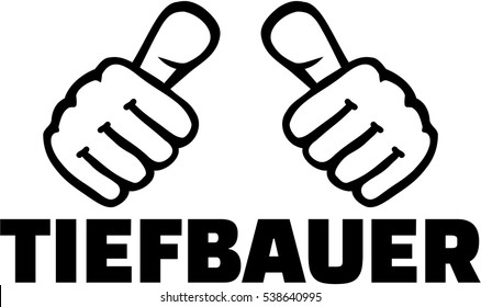 German job title. Construction worker with thumbs.