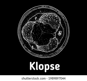 German klopse hand drawn vector illustration. Koenigsberger klopse top view. Vintage design element. Sketch illustration.