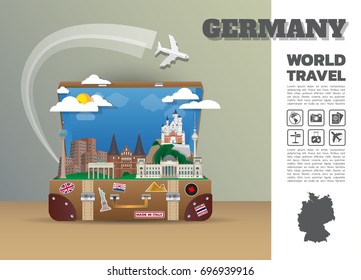 German Landmark Global Travel And Journey Infographic luggage.3D Design Vector Template.vector/illustration. can be used for your business, advertisement or artwork