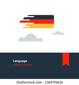 German language class concept icon set and flag logo, language exchange program, forum and international communication sign. Flat design vector illustration