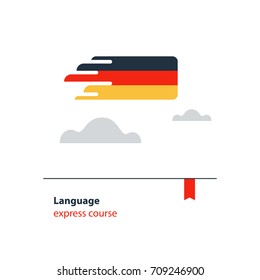 German language class concept icon set and flag logo, language exchange program, forum and international communication sign. Flat design vector illustration