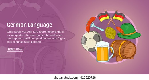 German language horizontal concept. Cartoon illustration of german language banner horizontal vector for web