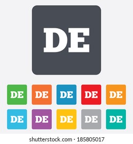 German language sign icon. DE Deutschland translation symbol. Rounded squares 11 buttons. Vector