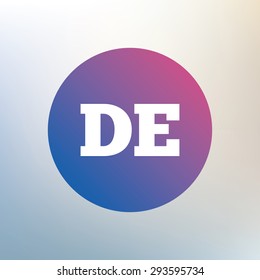 German language sign icon. DE Deutschland translation symbol. Icon on blurred background. Vector