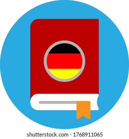 The German Language subject on the book icon flat style eps 10 for web design