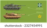 german leopard main battle tank vs us  abrams, vector illustration