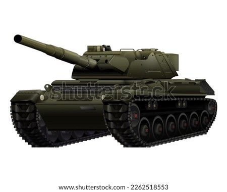 German Leopard I main battle tank in realistic style. Military vehicle. Detailed colorful vector illustration isolated on white background.