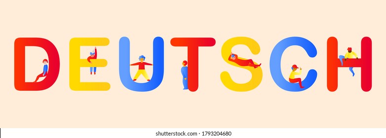 German letters for language learning with flat design. Vector Illustration. 