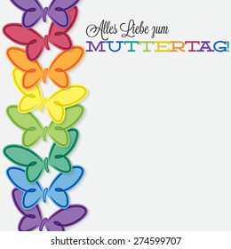 German line of butterflies Mother's Day card in vector format.