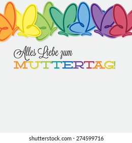 German line of butterflies Mother's Day card in vector format.