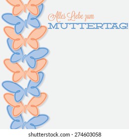 German line of butterflies Mother's Day card in vector format.