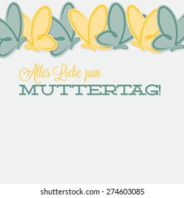 German line of butterflies Mother's Day card in vector format.