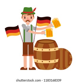 german man with beers and flag