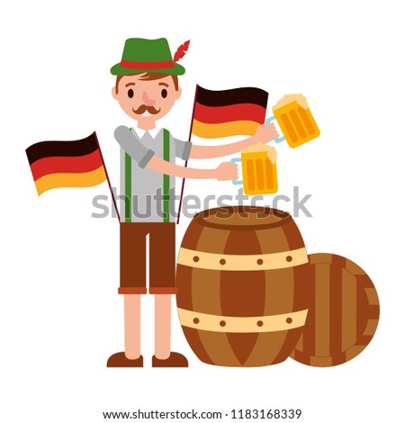 german man with beers and flag