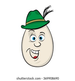 German Man Funny Cartoon Egg Face Character Vector Illustration