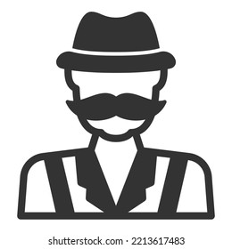 German man with mustache and hat - icon, illustration on white background, glyph style