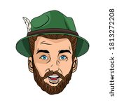 german man wearing tyrolean hat head character vector illustration design