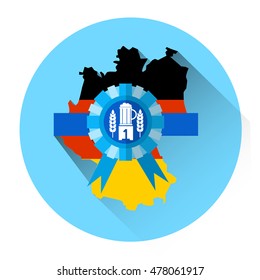 German Map Beer Oktoberfest Festival Holiday Icon Flat Vector Illustration