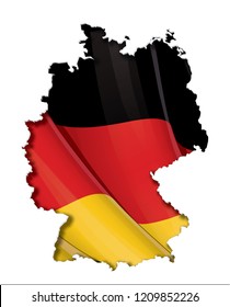 German map cut-out, highly detailed on the edge's shading, with a waving flags underneath. The Settle thickness on the cut-out border follows the inner shadow's light source.