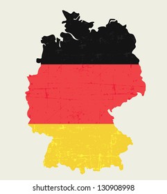 German MAP WITH FLAG IN OLD LOOKING WAY- grunge looking poster
