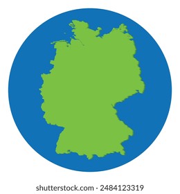 German map. Map of Germany in green color and blue globe shape