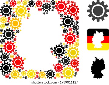 Deutsche Karte Hole Collage of Cog Icons in German Flag Colors