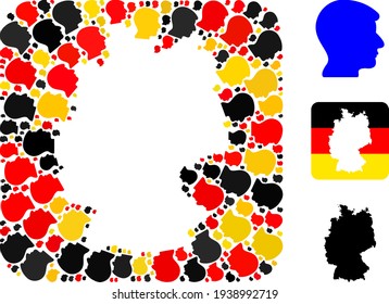 Deutsche Karte Hole Collage of Man Head Icons in deutschen Flaggenfarben
