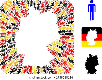 German Map Hole Mosaic of Man Items in German Flag Colors