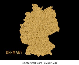German map silhouette with gold glitter texture - Germany illustration or background design