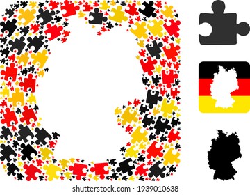 Collage alemán de plantillas de mapa de elementos del complemento del rompecabezas en colores de bandera alemana