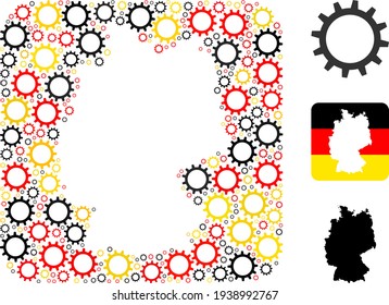 German Map Stencil Mosaic of Gear Items in German Flag Colors