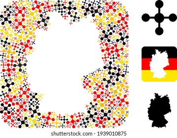 German Map Stencil Mosaic of Mesh Node Items in German Flag Colors