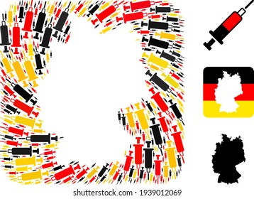 German Map Subtraction Collage of Blood Syringe Icons in German Flag Colors
