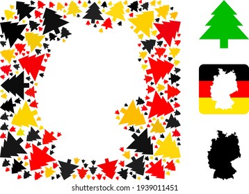 German Map Subtraction Collage of Fir Tree Icons in German Flag Colors